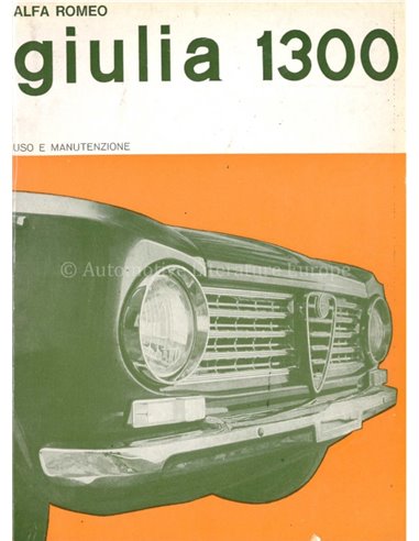1967 ALFA ROMEO GIULIA 1300 OWNERS MANUAL ITALIAN