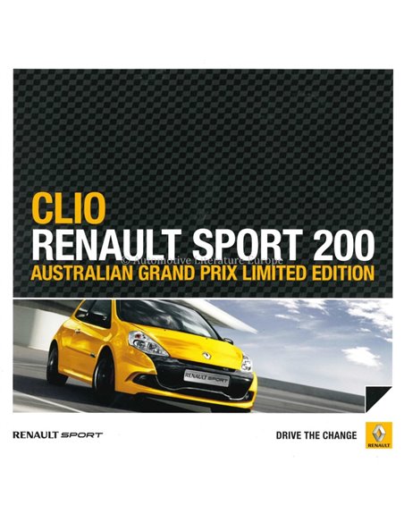 2011 RENAULT CLIO SPORT 200 BROCHURE ENGLISH