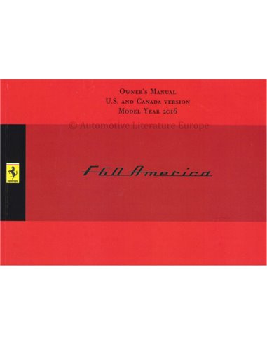 2016 FERRARI F60 AMERICA OWNER'S MANUAL ENGLISH (US/CA)