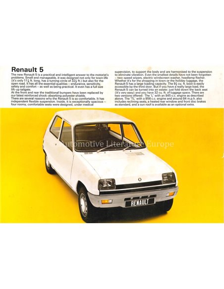 1972 RENAULT 5 PROSPEKT NIEDERLÄNDSICH