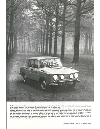 1969 RENAULT 8S BROCHURE NEDERLANDS