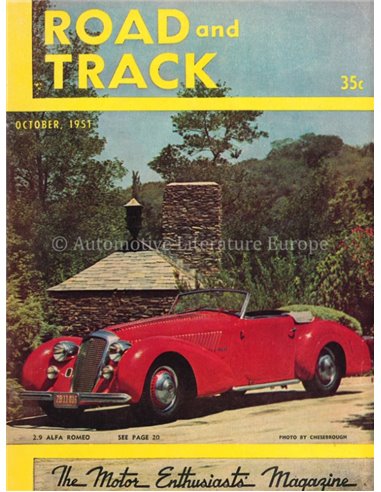 1951 ROAD AND TRACK MAGAZINE OKTOBER ENGELS