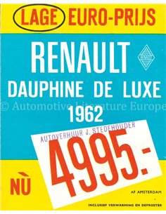 1962 RENAULT DAUPHINE BROCHURE DUTCH