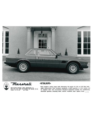 1980 MASERATI KYALAMI PRESSINFORMATIONEN ENGLISCH
