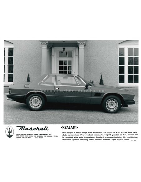 1980 MASERATI KYALAMI PRESSINFORMATIONEN ENGLISCH