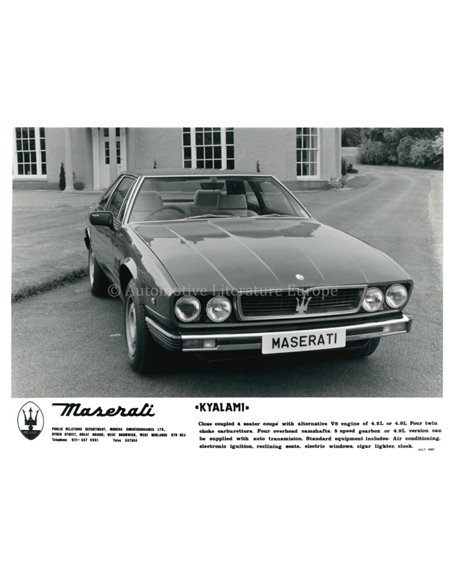 1980 MASERATI KYALAMI PERSINFORMATIE ENGELS