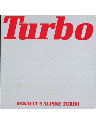 1982 RENAULT 5 ALPINE TURBO PROSPEKT NIEDERLÄNDISCH