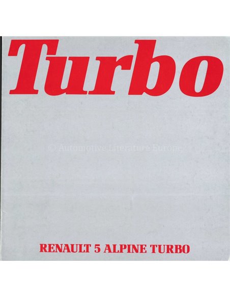 1982 RENAULT 5 ALPINE TURBO BROCHURE NEDERLANDS