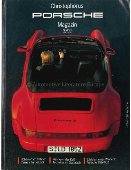 1992 PORSCHE CHRISTOPHORUS MAGAZINE 236 GERMAN