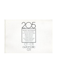 1985 PEUGEOT 205 TECHNISCHE TEKENINGEN BROCHURE