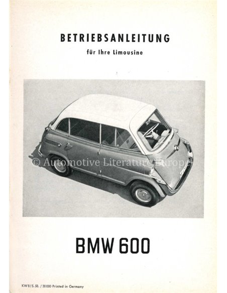 1958 BMW 600 BETRIEBSANLEITUNG DEUTSCH