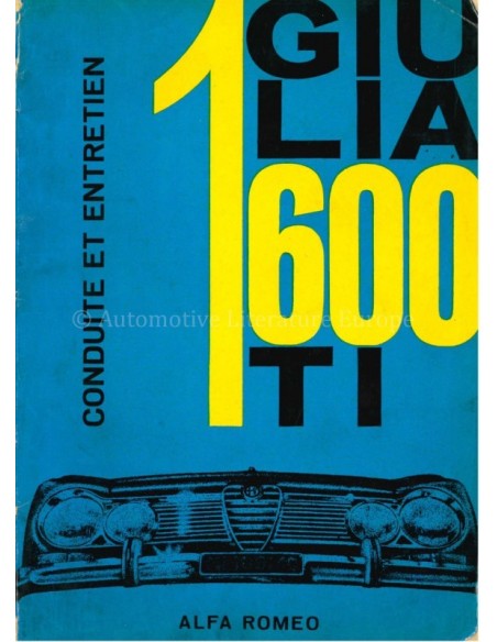 1963 ALFA ROMEO GIULIA 1600 TI BETRIEBSANLEITUNG FRANZÖSISCH