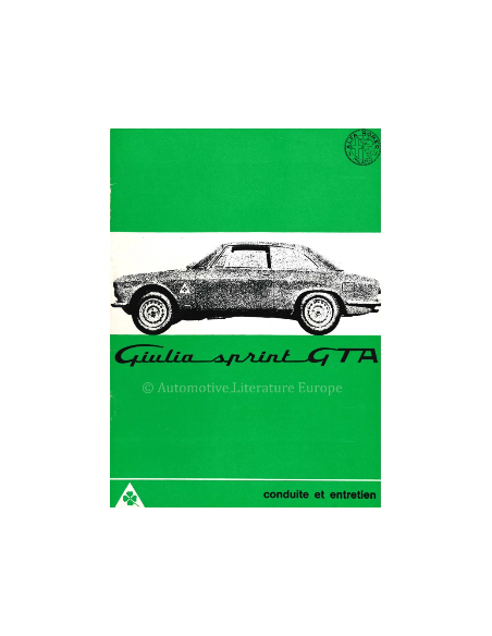 1965 ALFA ROMEO GIULIA SPRINT GTA INSTRUCTIEBOEKJE FRANS