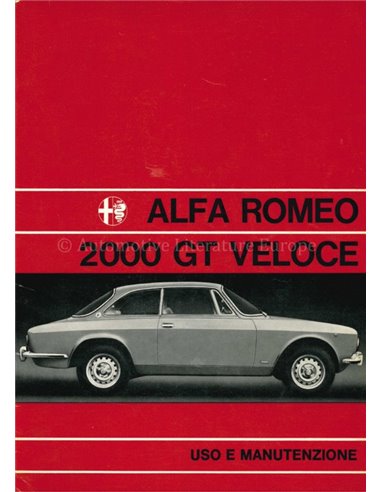 1973 ALFA ROMEO 2000 GT VELOCE OWNER'S MANUAL ITALIAN