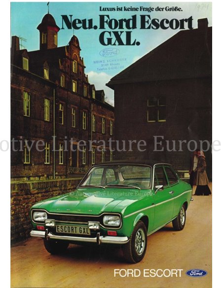 1974 FORD ESCORT GXL BROCHURE DUITS