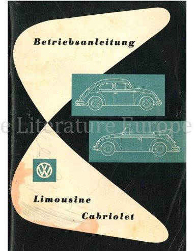 1958 VOLKSWAGEN KAFER 1200 BETRIEBSANLEITUNG NIEDERLÄNDISCH