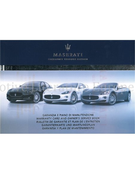 2009 MASERATI QUATTROPORTE V GARANTIE & ONDERHOUDSBOEKJE