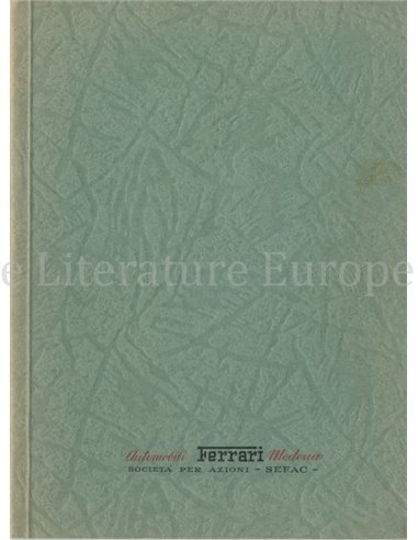 1963 FERRARI VERKOOP & SERIVCE ORGANISATIE INSTRUCTIEBOEKJE 