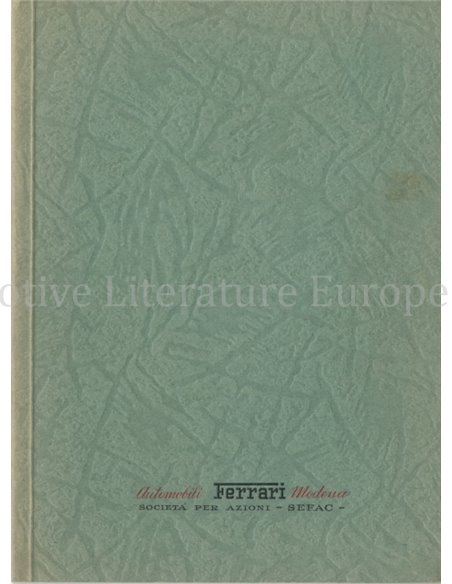 1963 FERRARI SALE & SERVICE ORGANIZATION MANUAL 