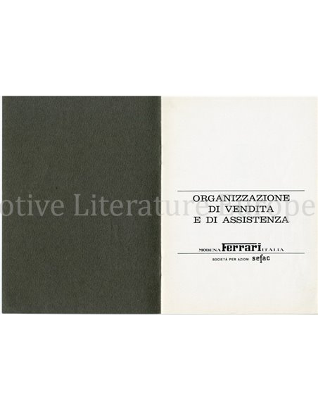 1964 FERRARI VERKOOP & SERIVCE ORGANISATIE INSTRUCTIEBOEKJE 
