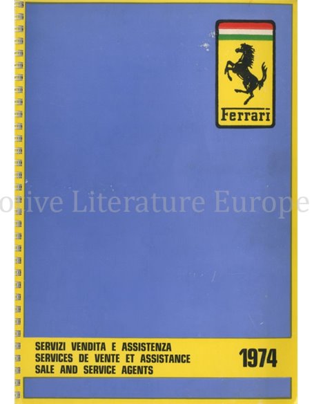 1974 FERRARI VERKOOP & SERIVCE ORGANISATIE INSTRUCTIEBOEKJE 