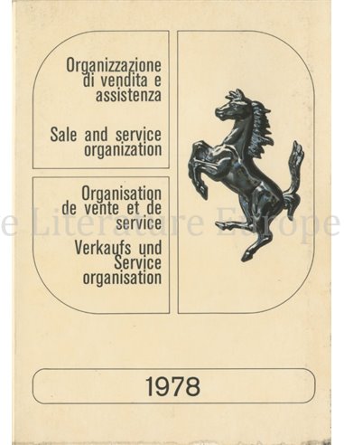 1978 FERRARI VERKOOP & SERIVCE ORGANISATIE INSTRUCTIEBOEKJE 