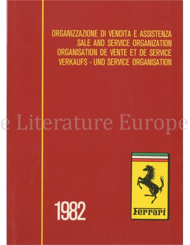 1982 FERRARI SALE & SERVICE ORGANIZATION MANUAL 232/82