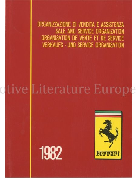 1982 FERRARI SALE & SERVICE ORGANIZATION MANUAL 232/82
