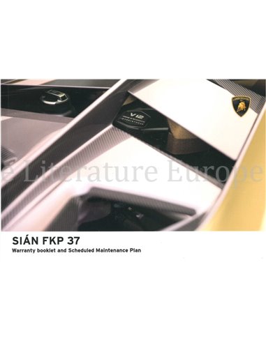 2020 LAMBORGHINI SIAN FKP 37 GARANTIE & WARTUNG HANDBUCH
