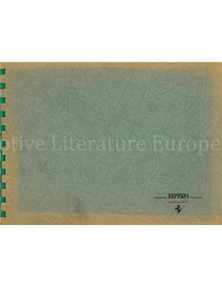 1955 - 1958 FERRARI 250 GRANTURISMO INSTRUCTIEBOEKJE 
