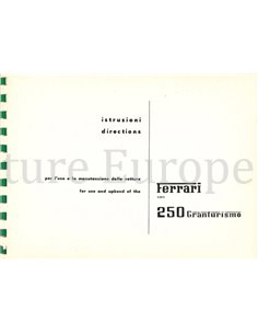 1955 - 1958 FERRARI GRANTURISMO OWNERS MANUAL ITALIAN 2