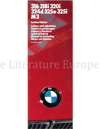1986 BMW 3 SERIES COLOUR AND UPHOLSTERY BROCHURE