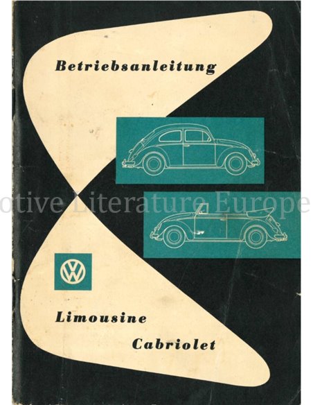 1958 VOLKSWAGEN KAFER 1200 BETRIEBSANLEITUNG NIEDERLÄNDISCH