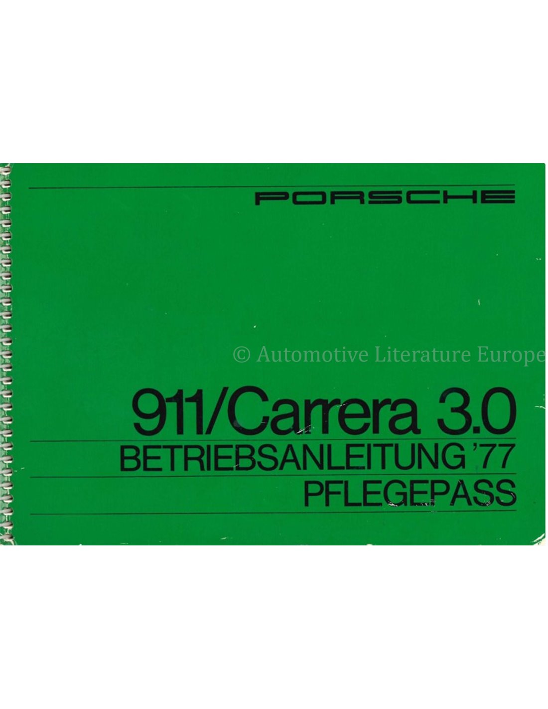 manuale di istruzioni PORSCHE 911 Carrera 3.0 nell'anno modello 1977 Cartella bordo 