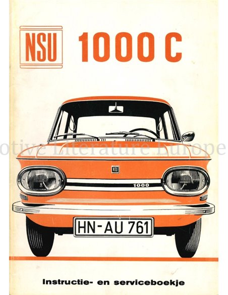 1968 NSU 1000 C / TT BETRIEBSANLEITUNG NIEDERLÄNDISCH
