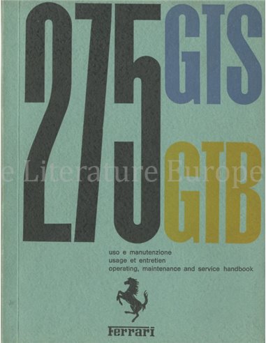 1965 FERRARI 275 GTB & GTS OWNER'S MANUAL 01/65