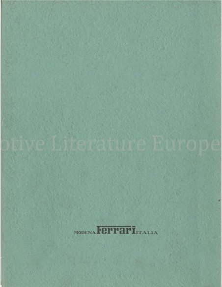 1965 FERRARI 275 GTB & GTS OWNER'S MANUAL 01/65