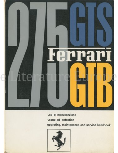 1965 FERRARI 275 GTB & GTS BETRIEBSANLEITUNG 01/65