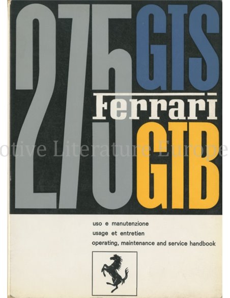 1965 FERRARI 275 GTB & GTS INSTRUCTIEBOEKJE 01/65
