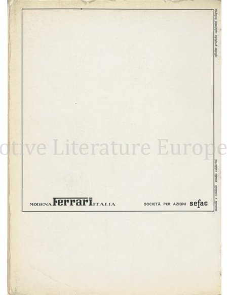 1965 FERRARI 275 GTB & GTS OWNERS MANUAL 01/65
