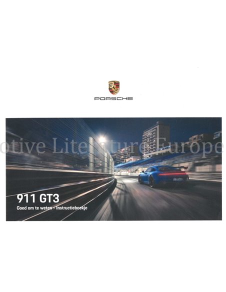 2021 PORSCHE 911 GT3 BETRIEBSANLEITUNG NIEDERLÄNDISCH
