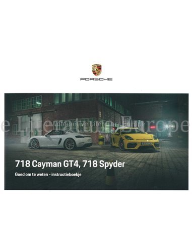 2020 PORSCHE 718 CAYMAN GT4 / SPYDER BETRIEBSANLEITUNG NIEDERLÄNDISCH