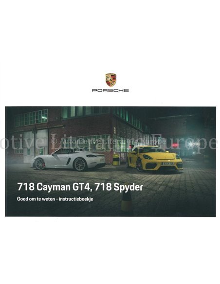2021 PORSCHE 718 CAYMAN GT4 | SPYDER BETRIEBSANLEITUNG NIEDERLÄNDISCH