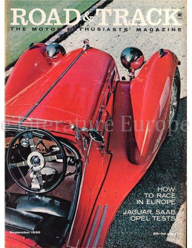 1958 ROAD AND TRACK MAGAZINE SEPTEMBAR ENGLISCH