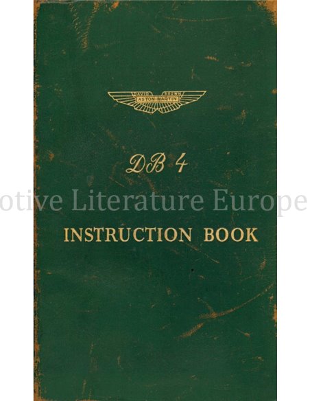 1958 ASTON MARTIN DB4 BETRIEBSANLEITUNG ENGLISCH