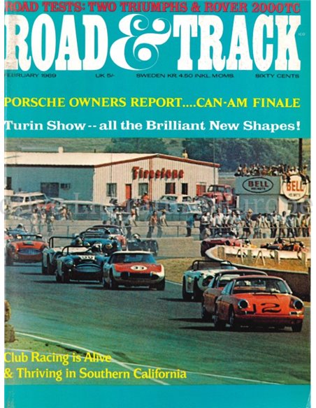 1969 ROAD AND TRACK MAGAZINE FEBRUARY ENGLISH