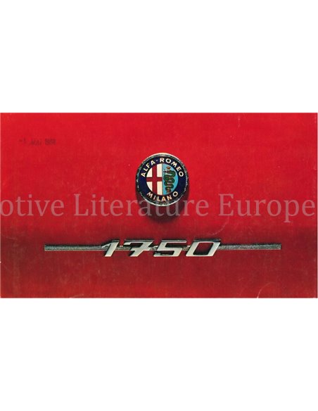 1969 ALFA ROMEO 1750 SPIDER VELOCE BROCHURE DUITS