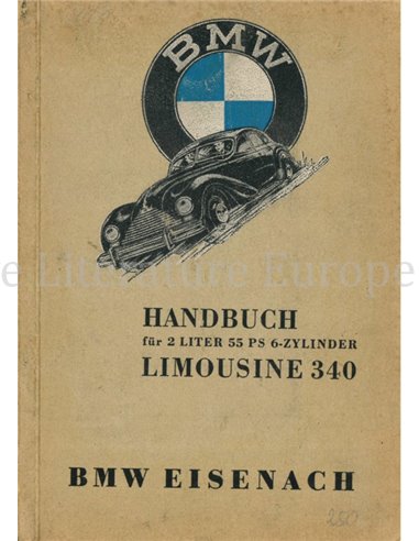 1951 BMW 340 LIMOUSINE BETRIEBSANLEITUNG DEUTSCH