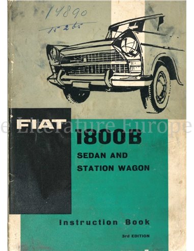 1962 FIAT 1800 B INSTRUCTIEBOEKJE ENGELS