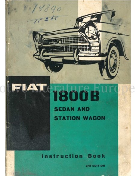 1962 FIAT 1800 B BETRIEBSANLEITUNG ENGLISCH